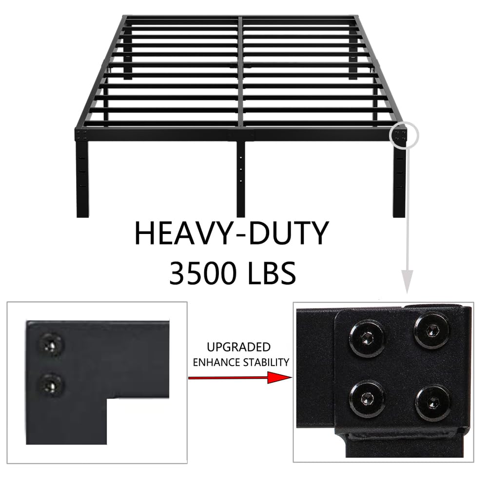 Queen Size 18 Inch Metal Platform Bed Frame Black D976
