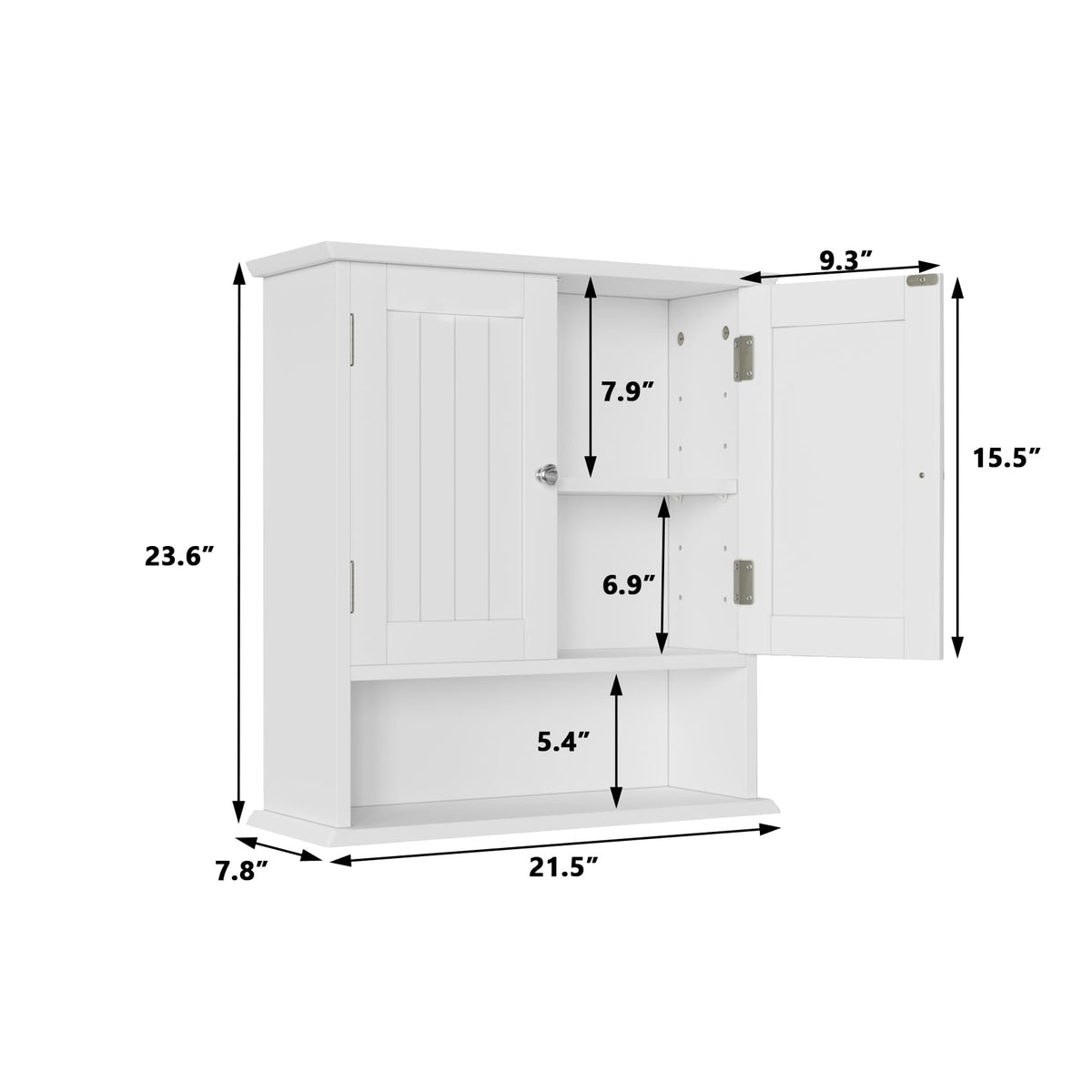 White Wall Mounted Bathroom Cabinet with 2 Door H647