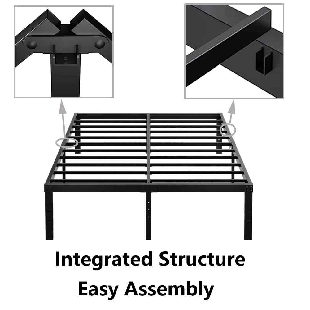 Queen Size 18 Inch Metal Platform Bed Frame Black D976