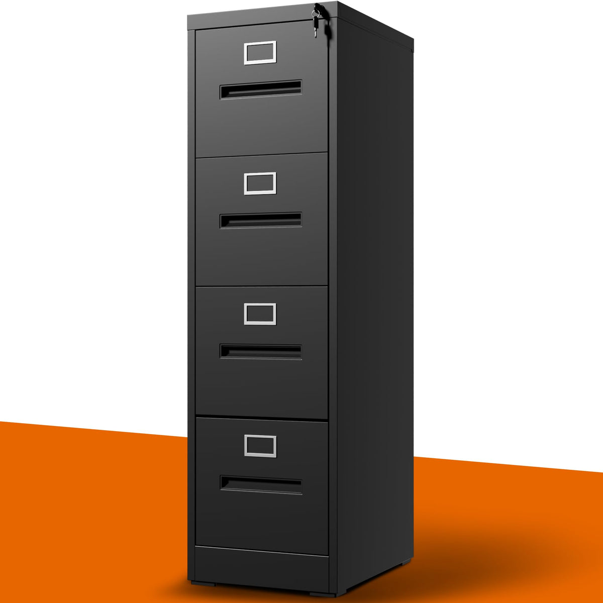 Black 4 Drawer Metal File Cabinet with Lock U884