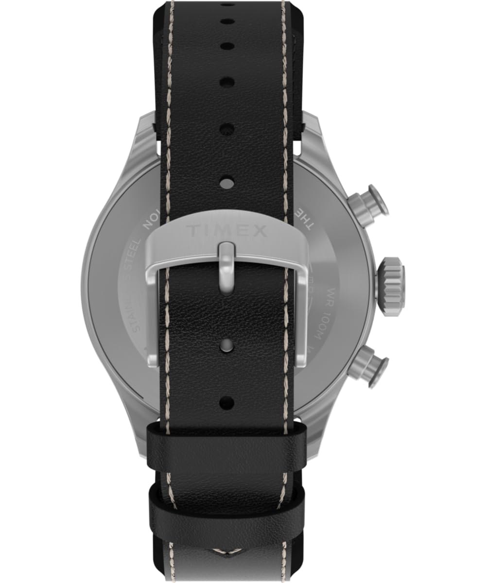 41 mm Quartz Watch Brown Leather Strap Black Dial Stainless Steel Case Z282