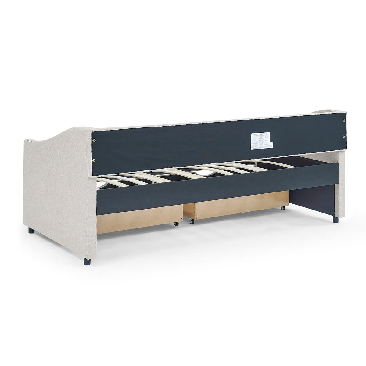 Beige Twin Size Upholstered Daybed with Drawers B876163