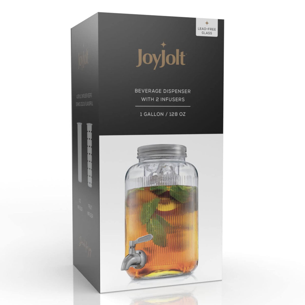 1 Gallon Glass Beverage Dispenser with Stainless Steel Spigot D516870