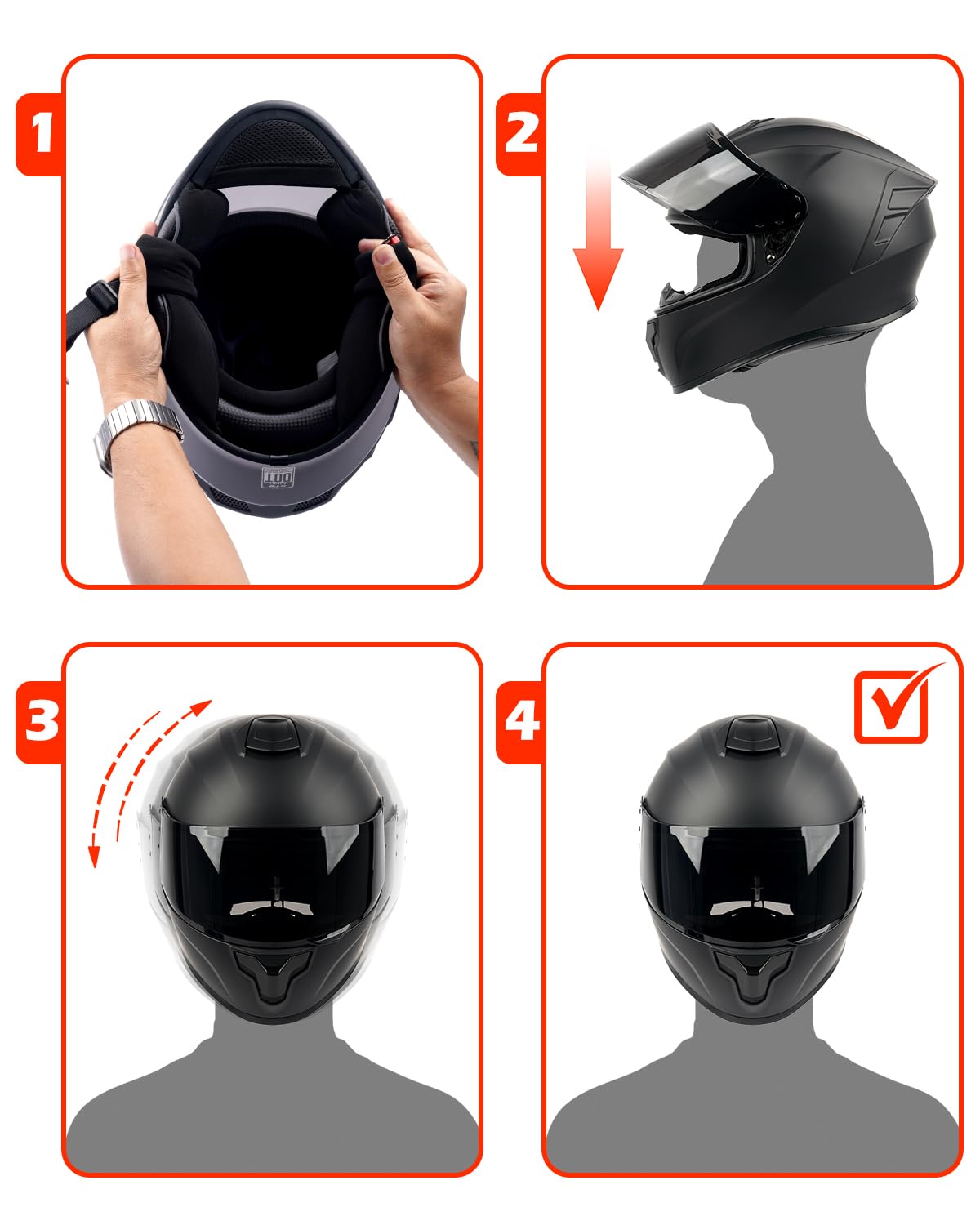 Full Face Motorcycle Helmet DOT Approved Z784
