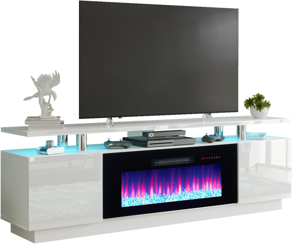 70" High-Gloss TV Stand with 36" Electric Fireplace K90458