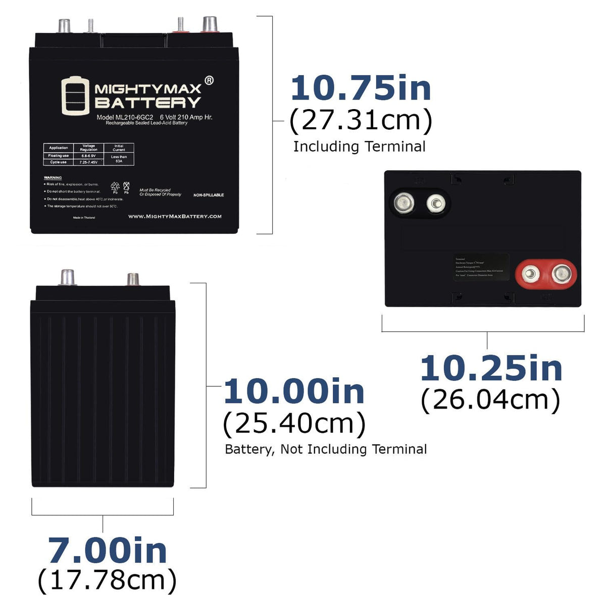 6V 210AH Dual Terminal SLA Deep Cycle Battery 4 Pack O7677