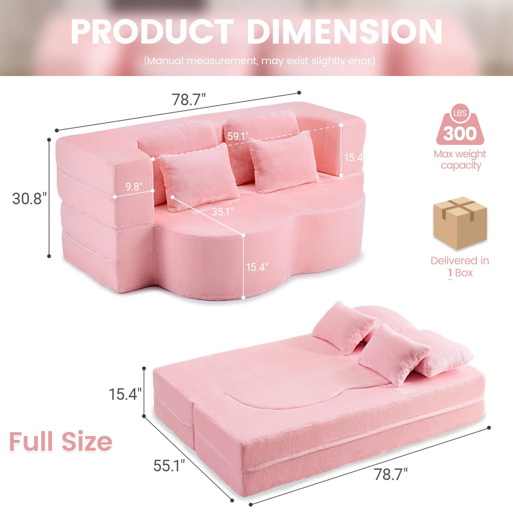 Pink Convertible Sofa Bed L4348