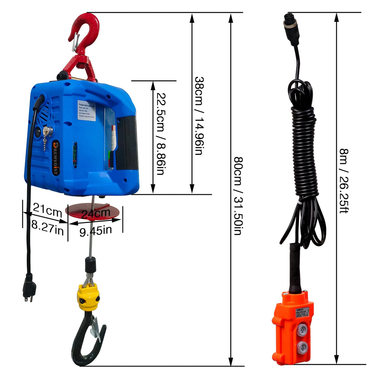 1500lb Portable Electric Hoist Winch X774