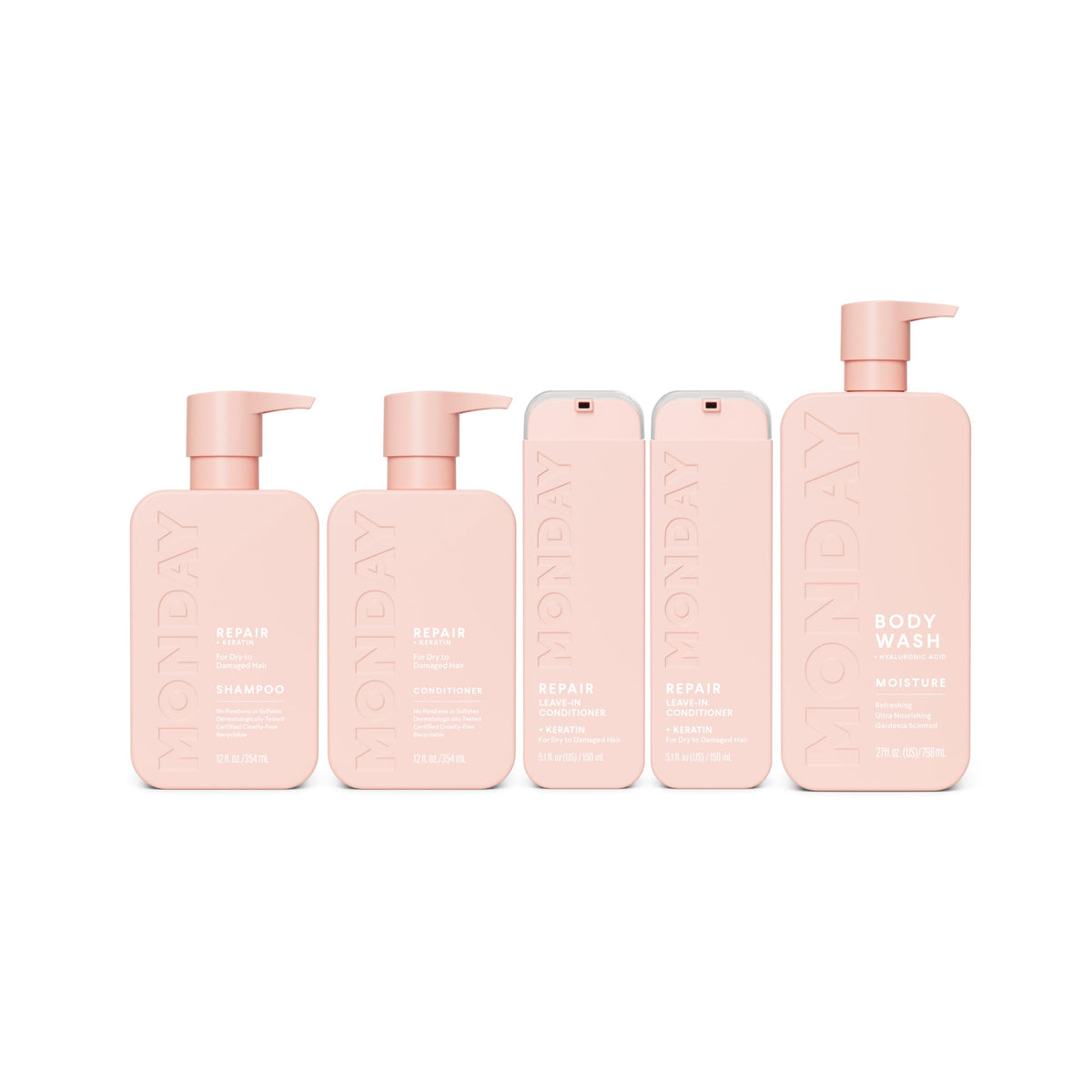 Repair Shampoo and Conditioner Set, Moisture Body Wash, Leave-in Conditioner U9371