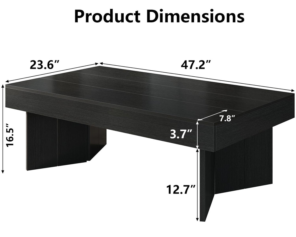 47" Black Wood Rectangle Coffee Table O563555