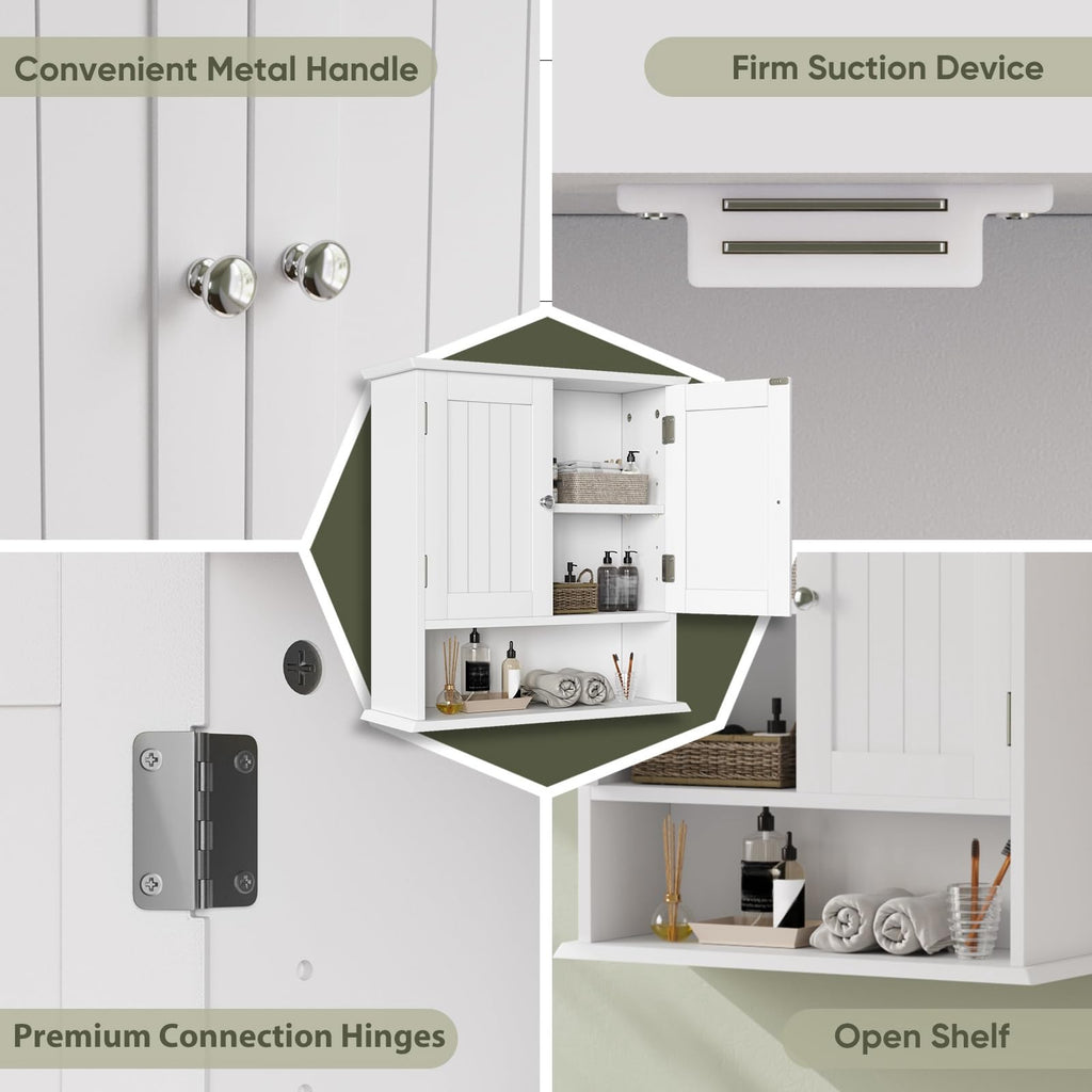White Wall Mounted Bathroom Cabinet with 2 Door H647