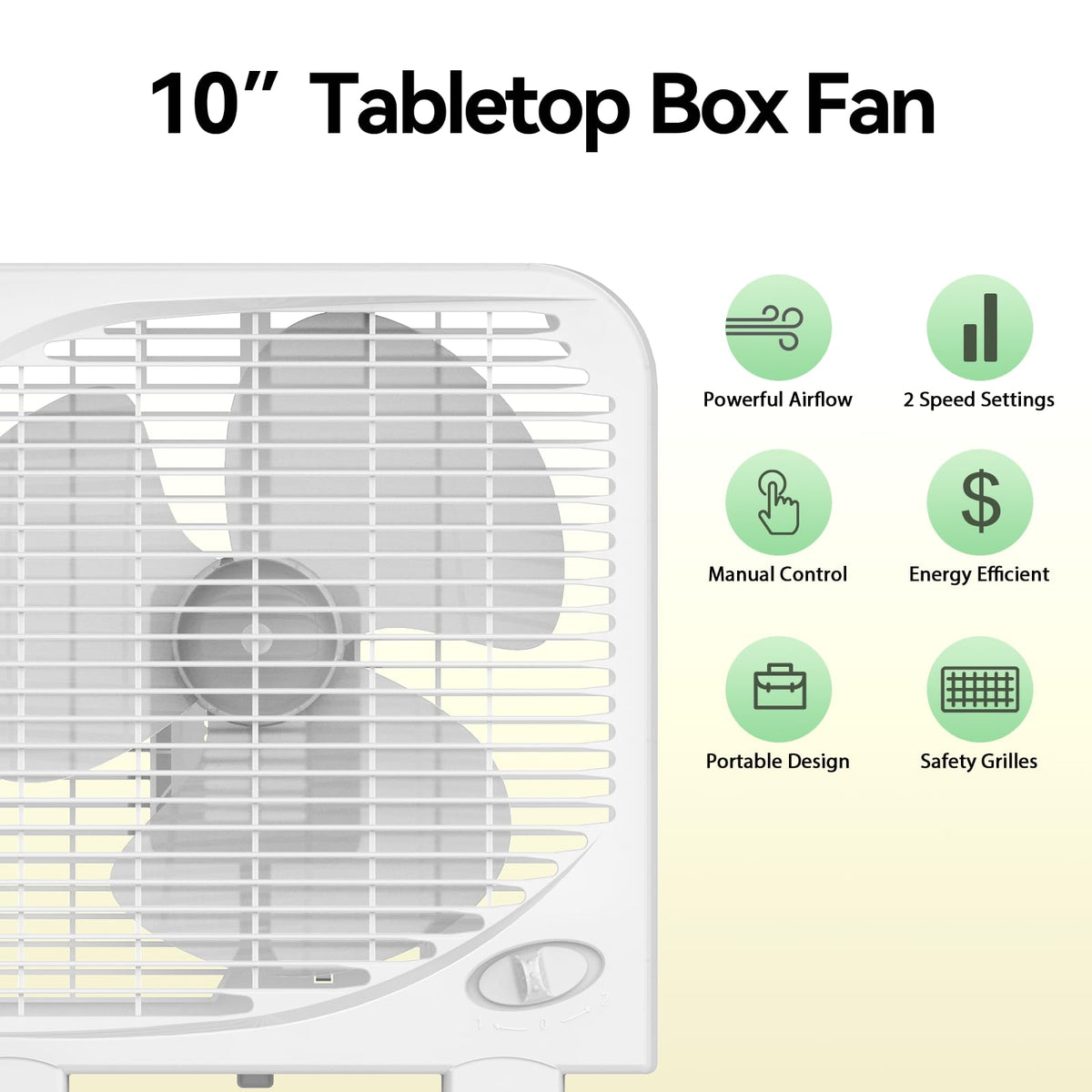 2 Packs 10" Tabletop Box Fan, 2 Speeds, White J41811