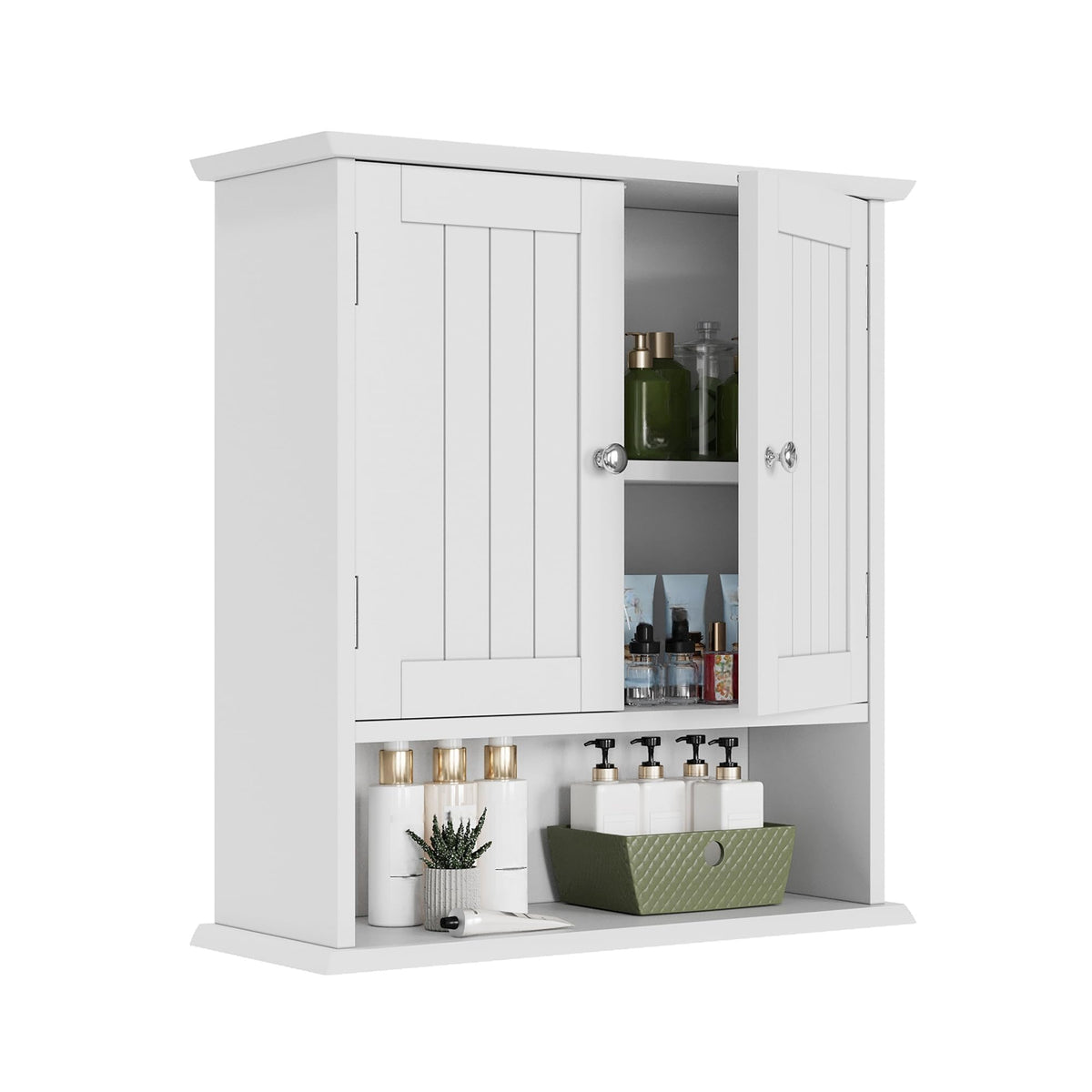 White Wall Mounted Bathroom Cabinet with 2 Door H647