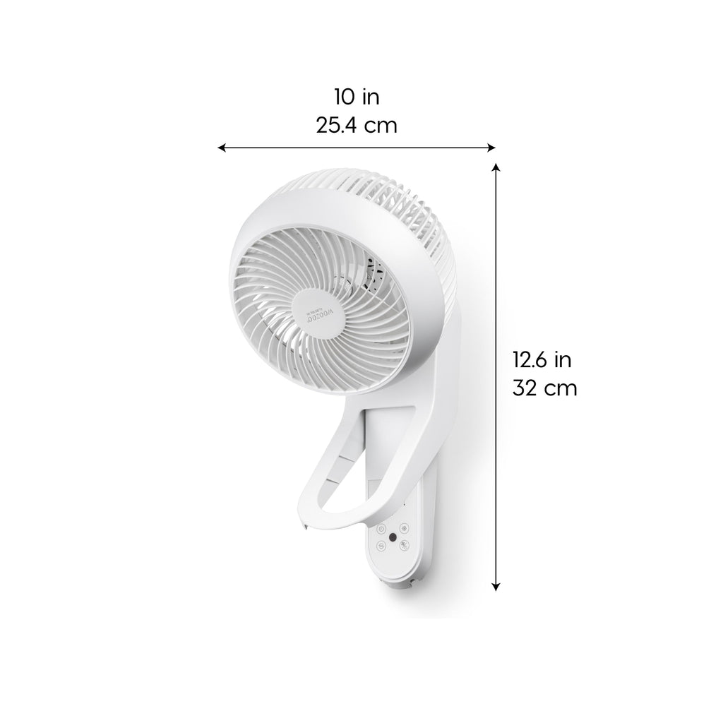 Wall Mount Fan with Remote, 360° Oscillation, 3 Speeds, White V139