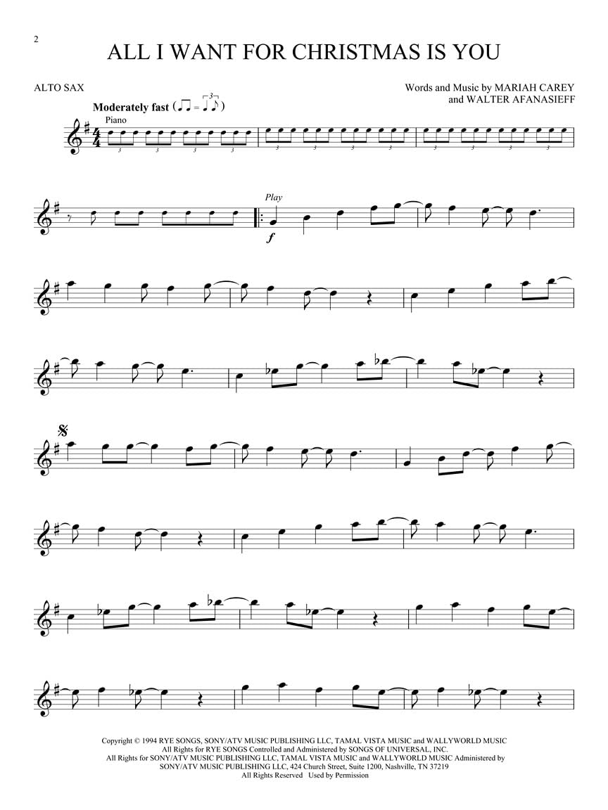 Alto Sax Sheet Music Songbook A18895
