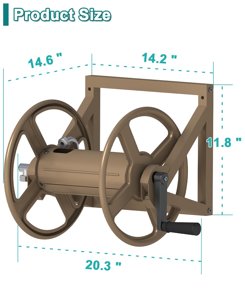 Wall Mounted Metal Garden Hose Reel Holds 125 ft Z705