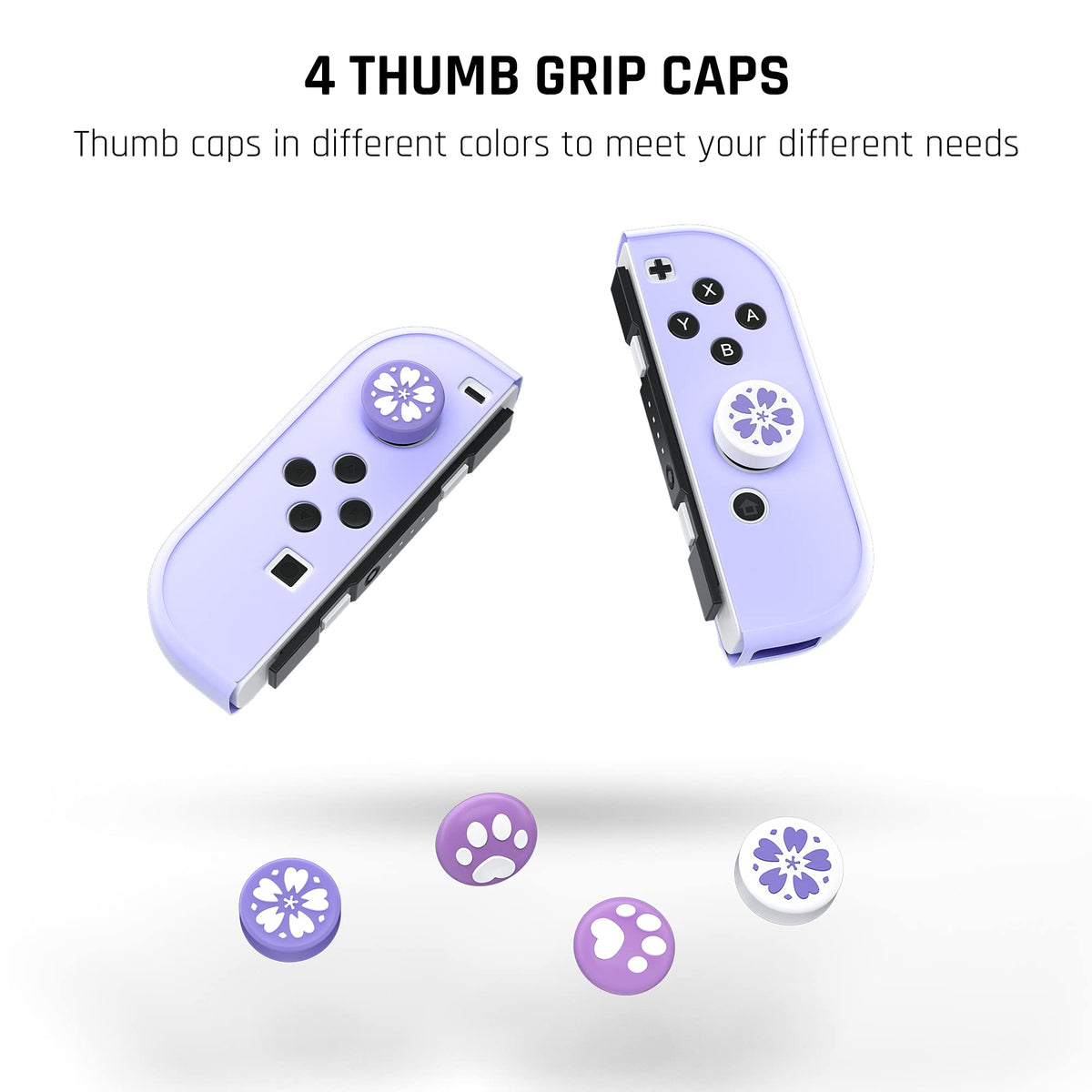 Purple Case for Nintendo Switch OLED Model with Screen Protector and 4 Thumb Grip Caps J270746