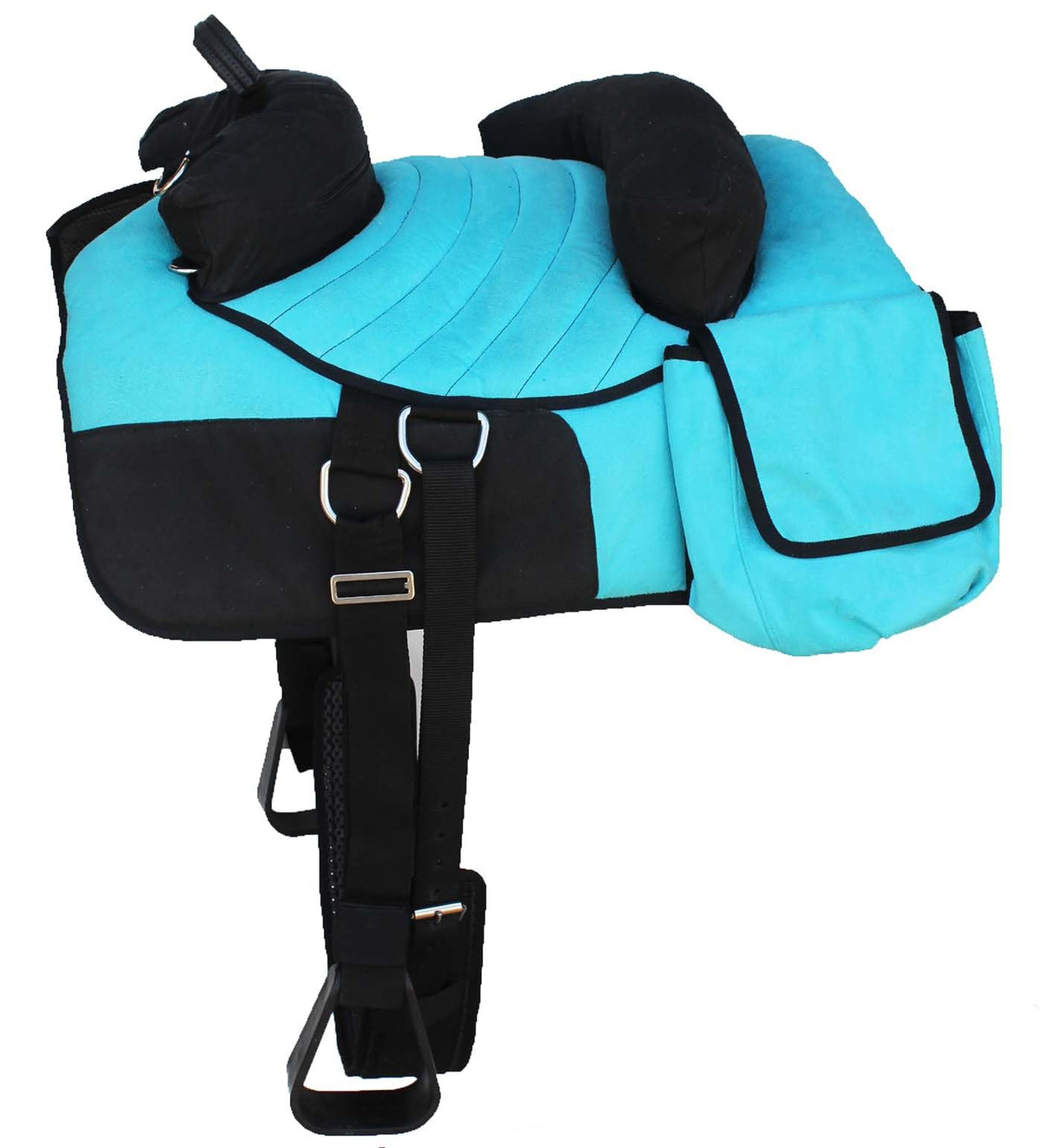 Horse Western Bareback Trail Saddle Pad with Pockets Girth Stirrups Z690572