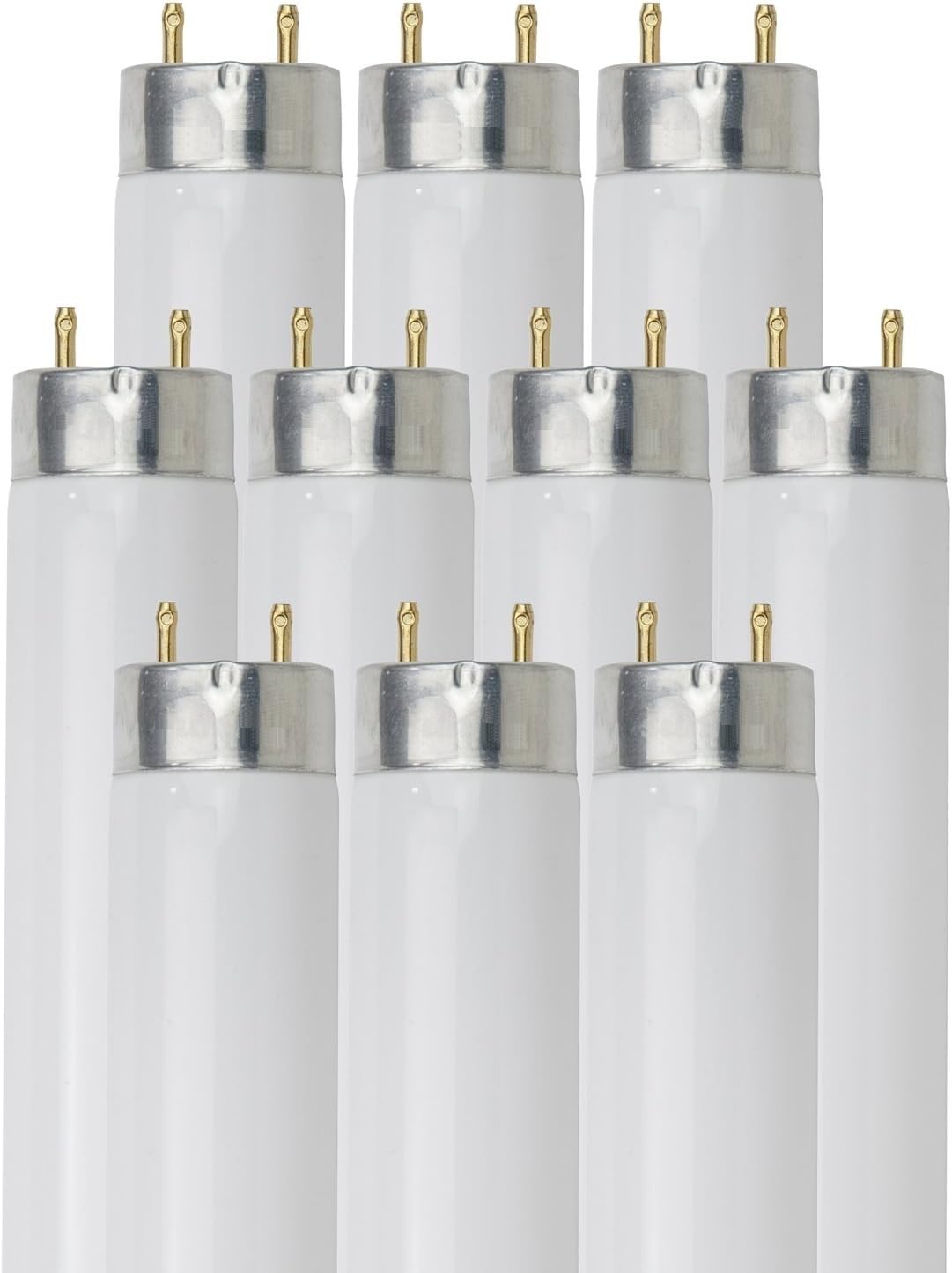 24 Inch T8 Fluorescent Tube Light Bulb 17W 3500K G13 Bi-Pin Pack of 10 D65181