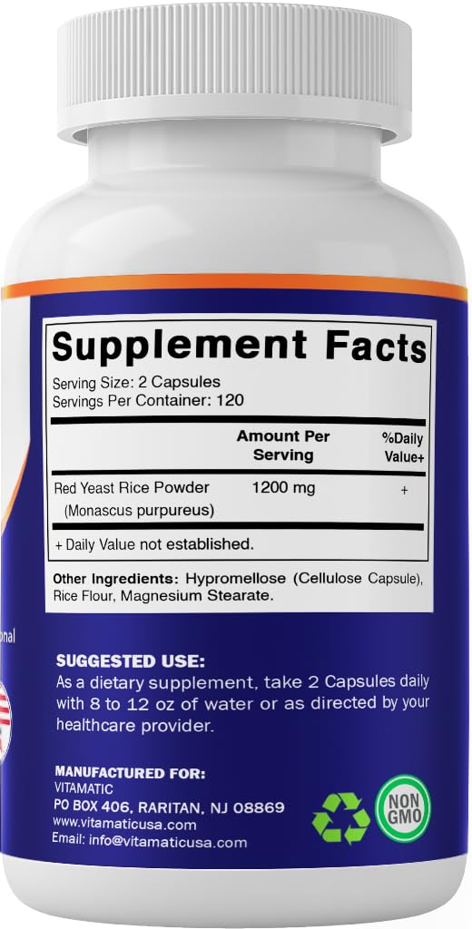 Red Yeast Rice 1200 mg 240 Veg Capsules E36075