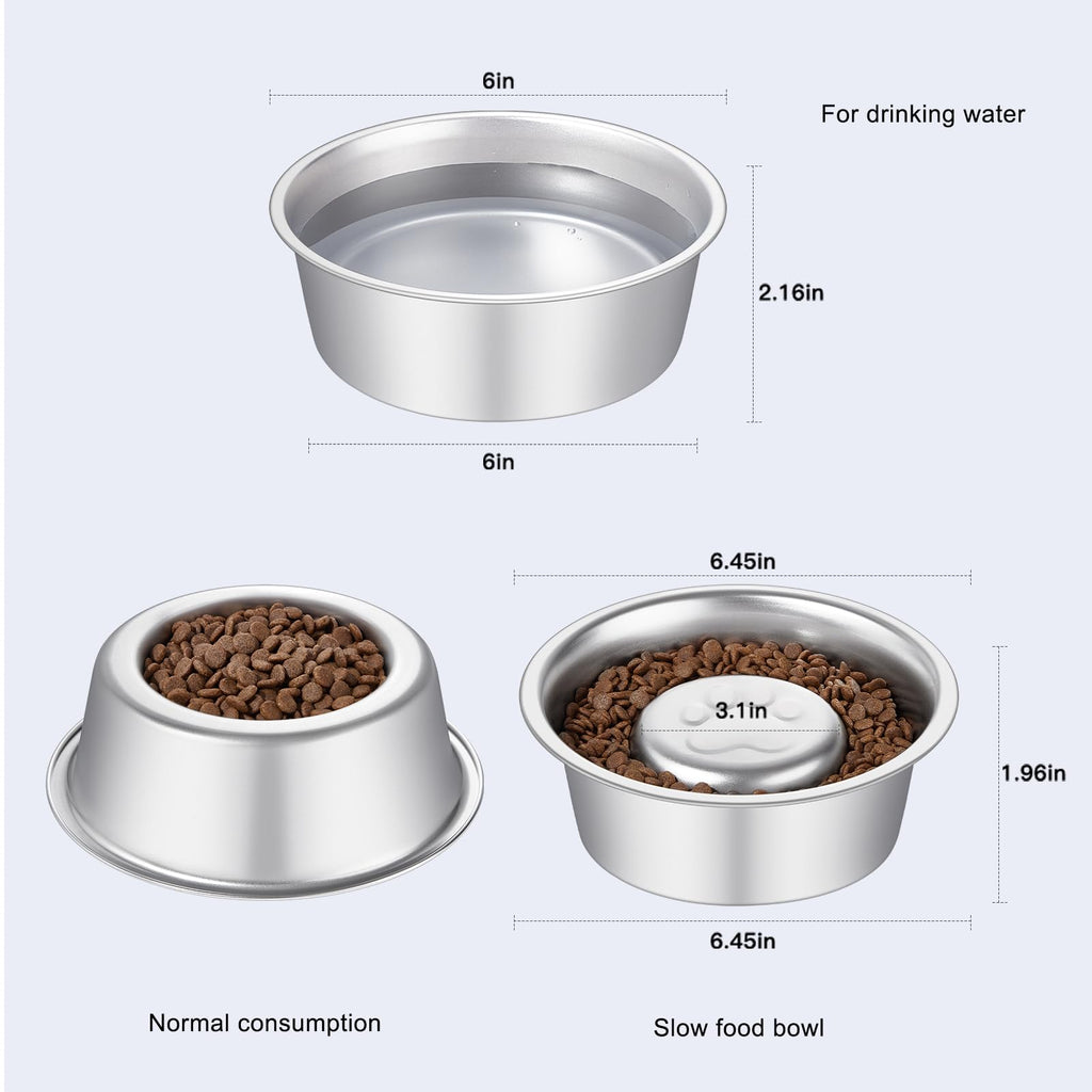 Stainless Steel Pet Dog Water and Food Bowl, 2-Pack Q4808