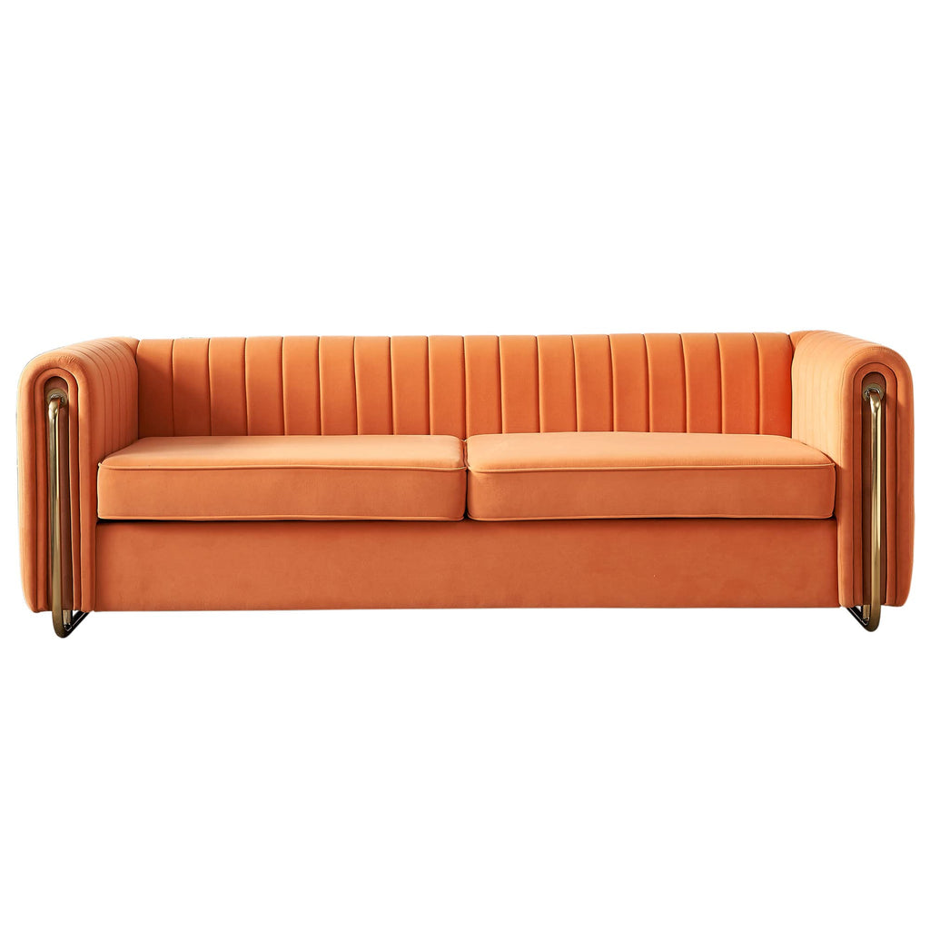 Orange Velvet 3 Seat Sofa C71771