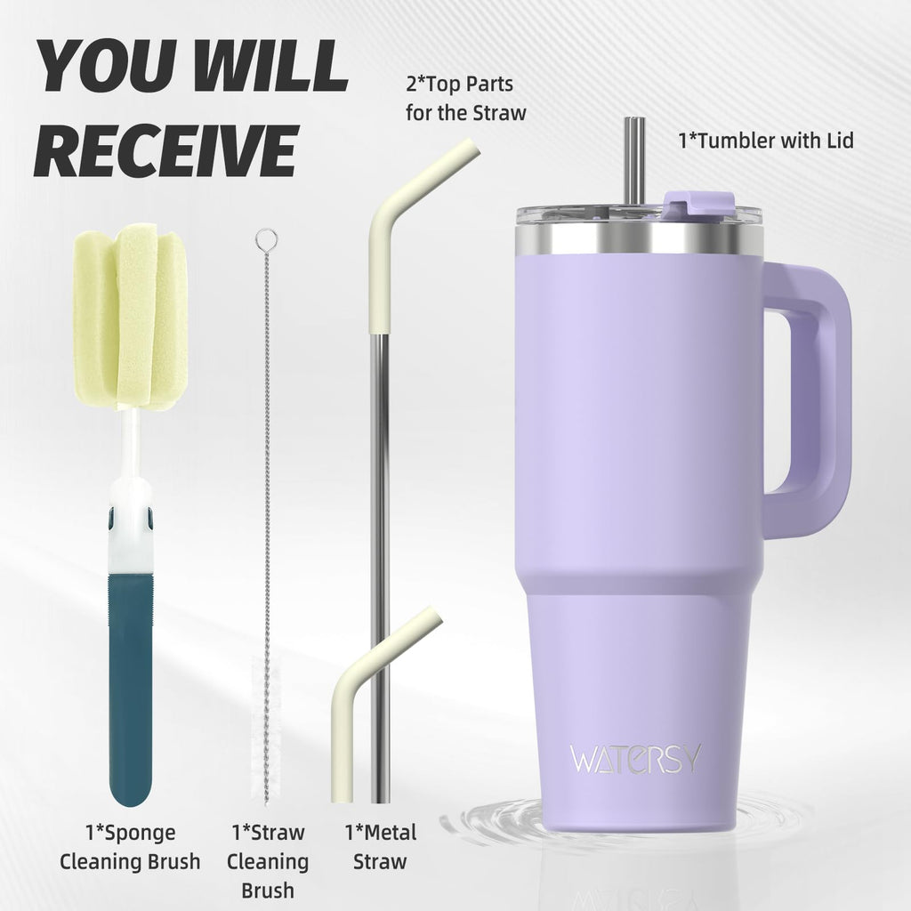 20 oz Insulated Stainless Steel Tumbler with Handle, Lid and Straw D307614