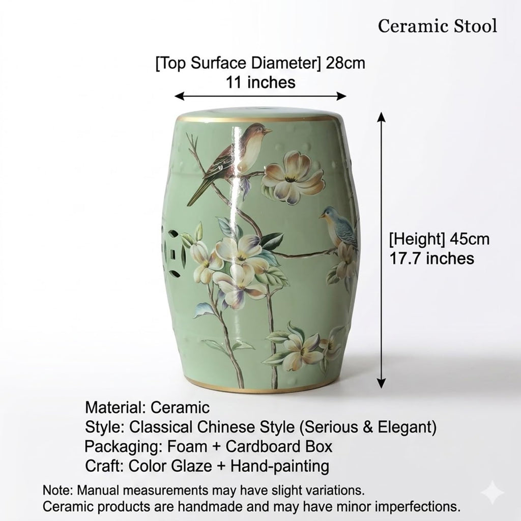 Hand-Painted Blue White Ceramic Garden Stool C28781