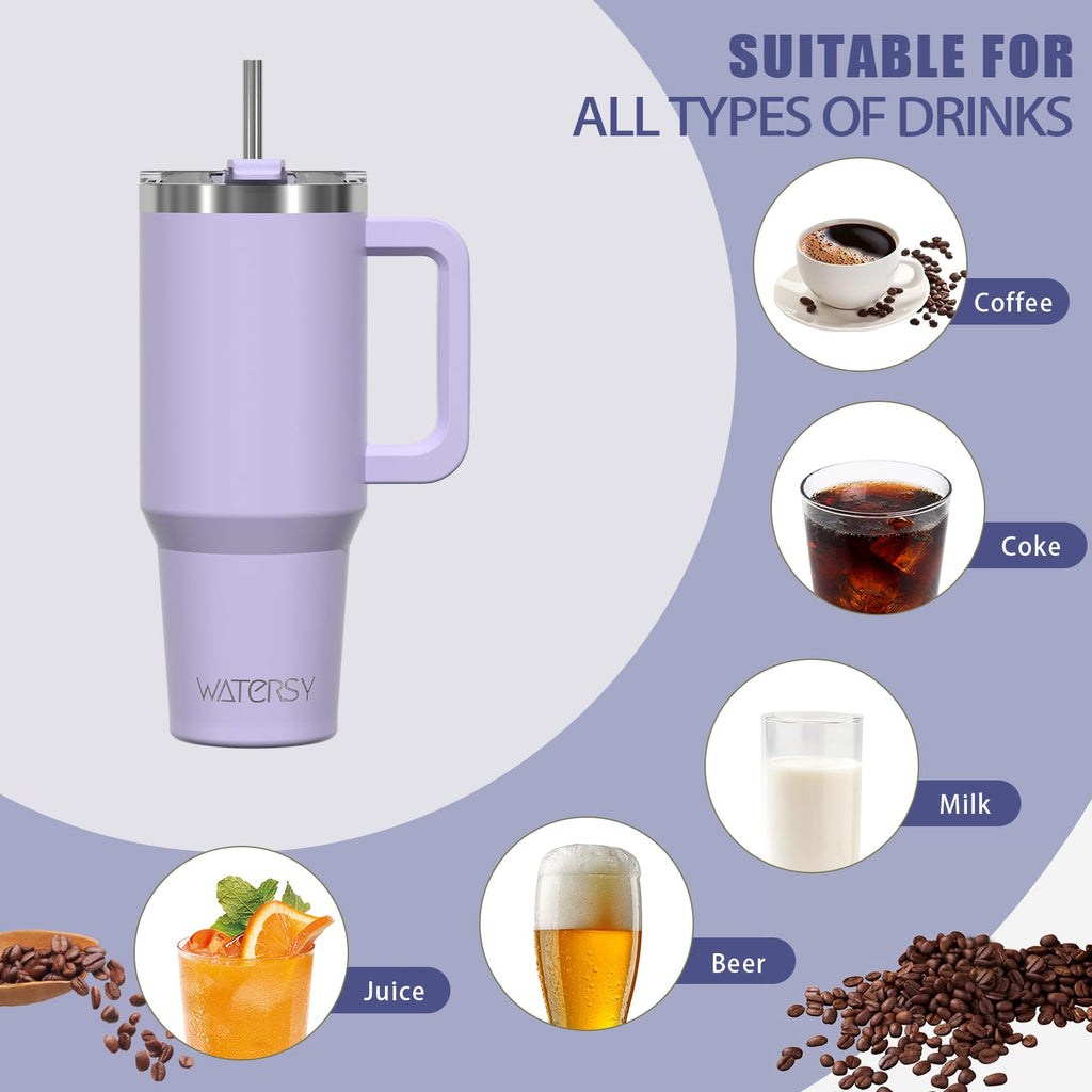 20 oz Insulated Stainless Steel Tumbler with Handle, Lid and Straw D307614