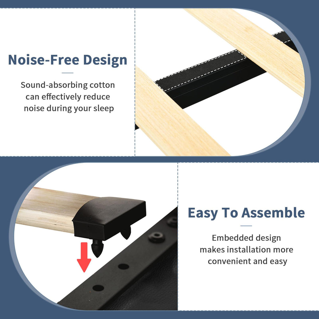 Black Full Size Upholstered Bed Frame with 4 Drawers and LED Lights Q54159
