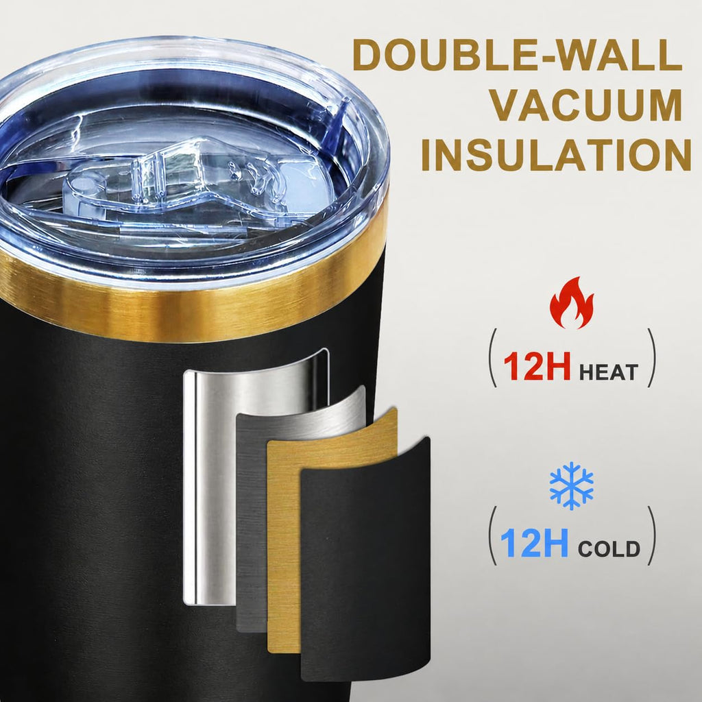 20 oz Insulated Stainless Steel Tumbler, Black, 1 Pack J376547