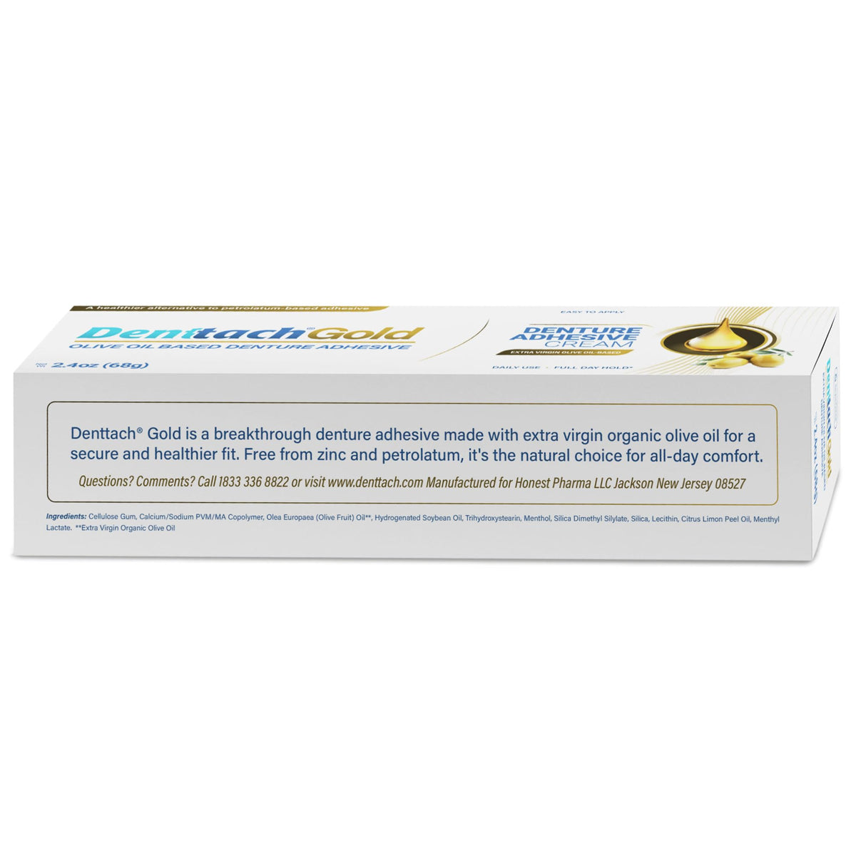 Gold Olive Oil Based Denture Adhesive Cream, Zinc Free, 2.4 Ounce D67597