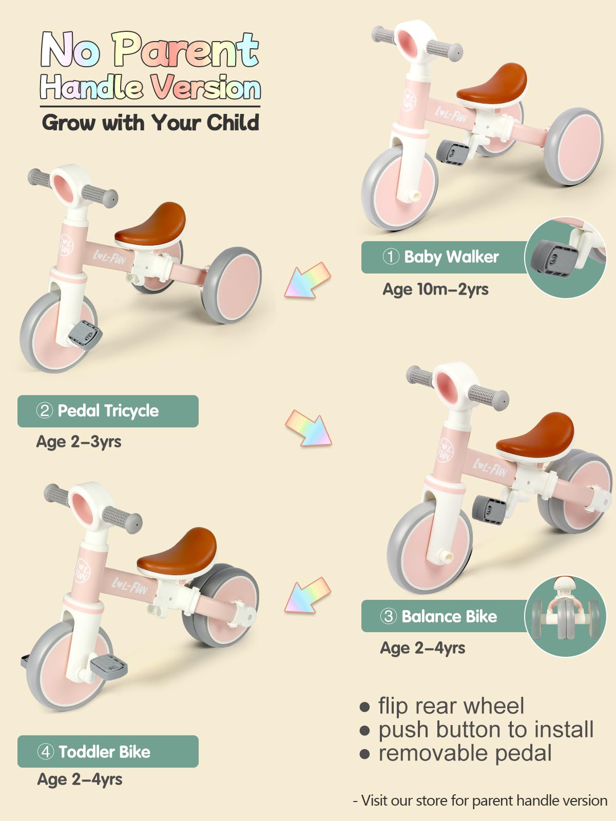 Toddler Balance Bike 4 in 1 Tricycle X25503