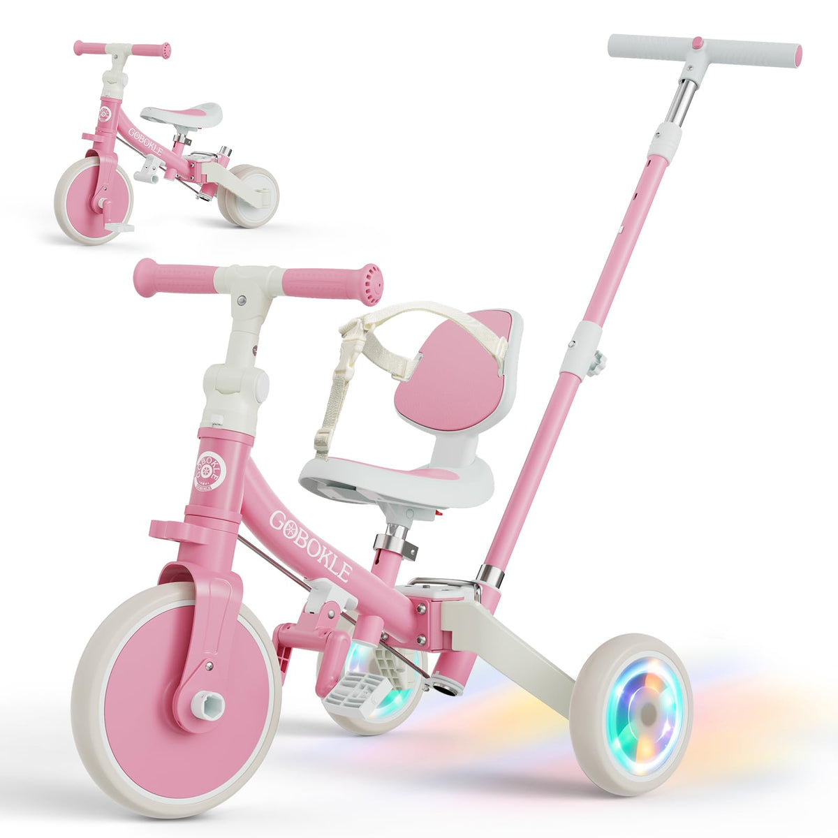 5-in-1 Convertible Toddler Tricycle with Push Handle S9725