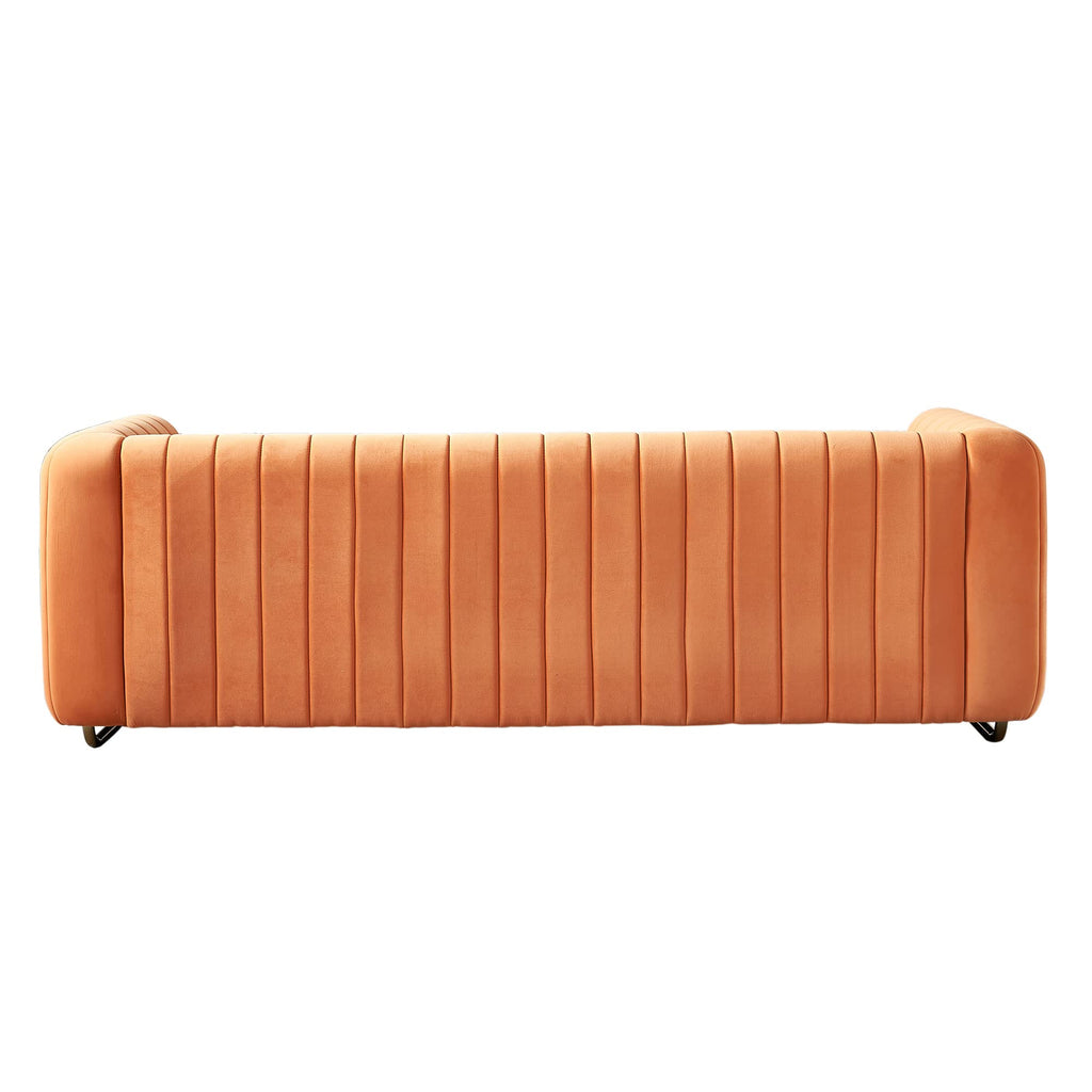 Orange Velvet 3 Seat Sofa C71771