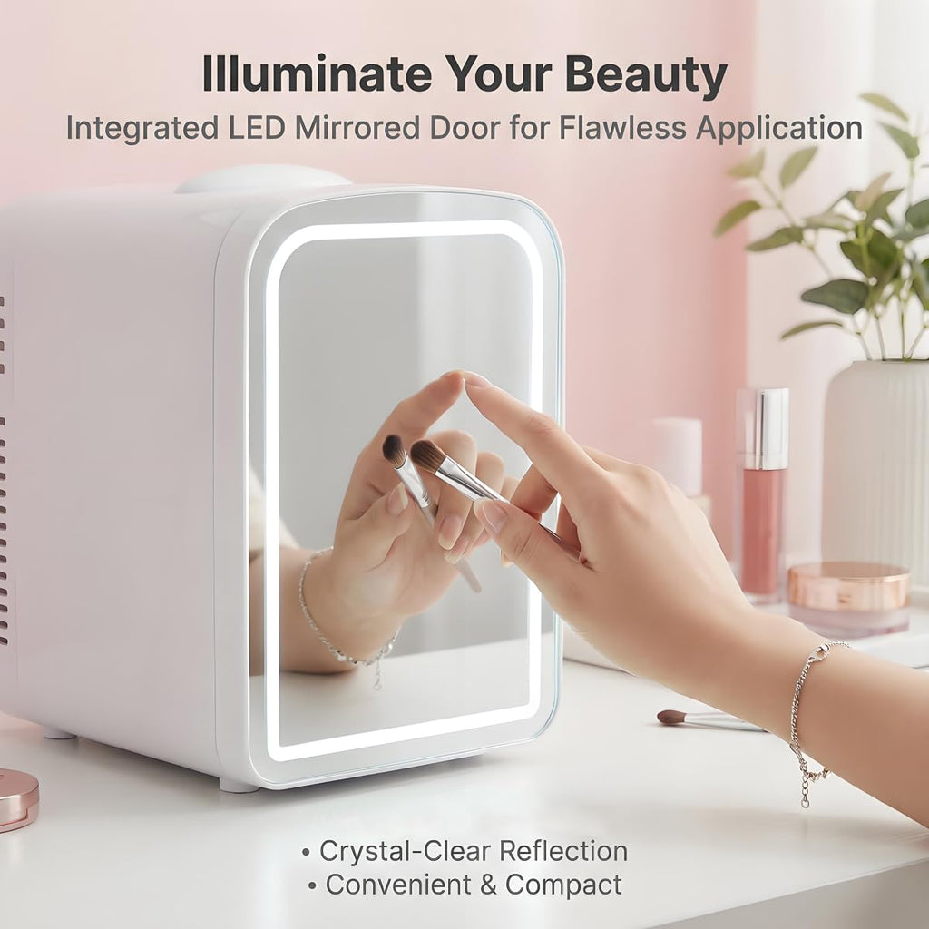4L Mini Skincare Refrigerator with Dimmable LED Mirror N949