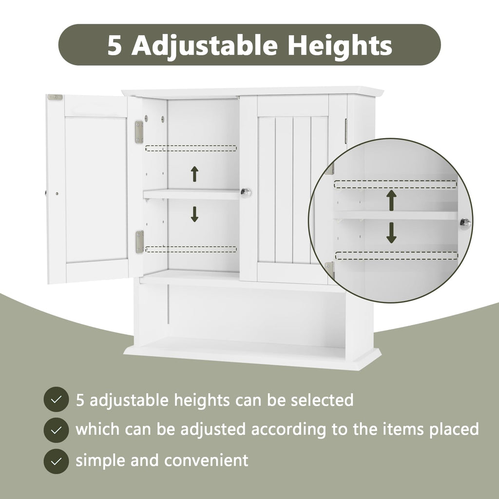 White Wall Mounted Bathroom Cabinet with 2 Door H647