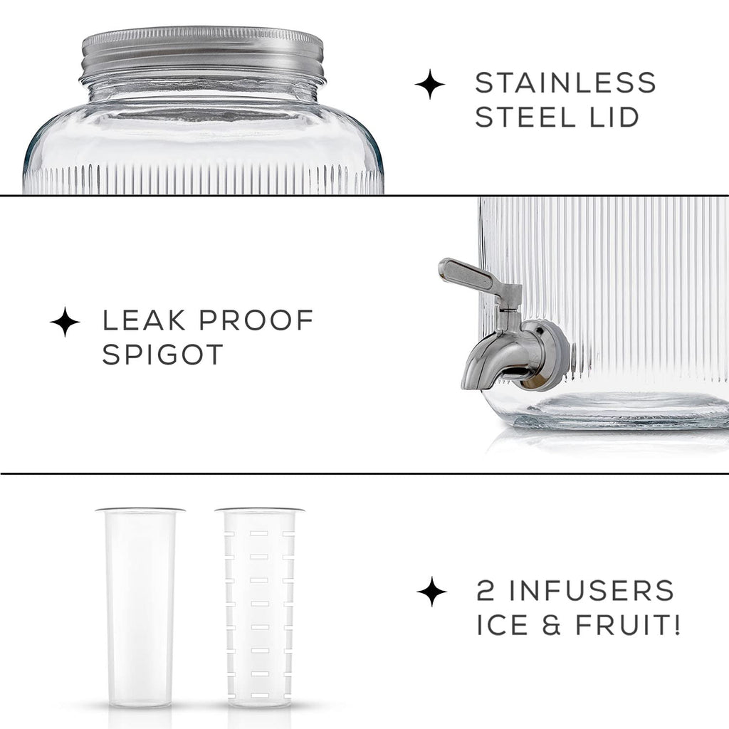 1 Gallon Glass Beverage Dispenser with Stainless Steel Spigot D516870