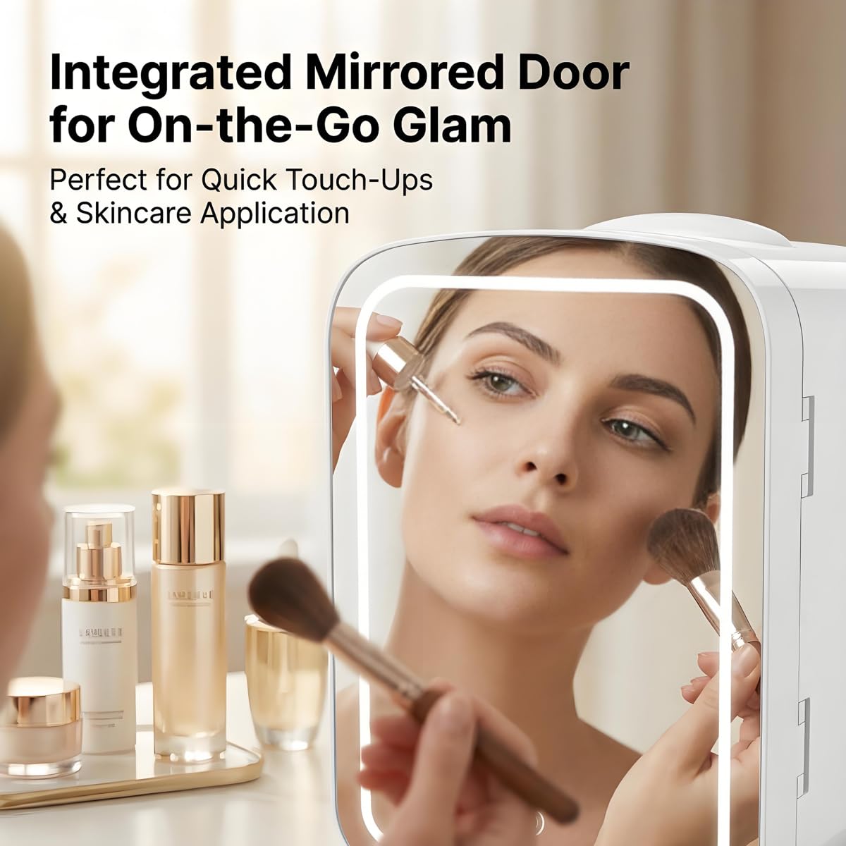 4L Mini Skincare Refrigerator with Dimmable LED Mirror N949