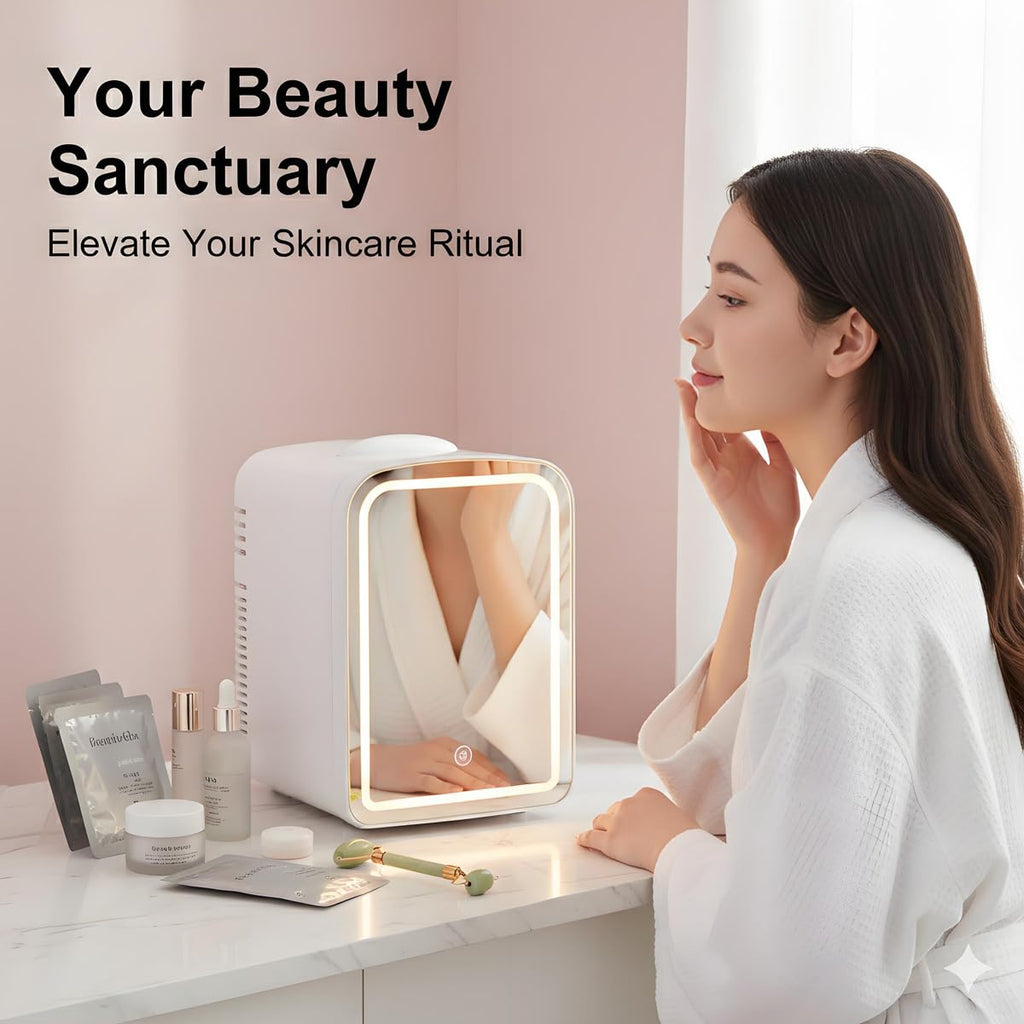 4L Mini Skincare Refrigerator with Dimmable LED Mirror N949