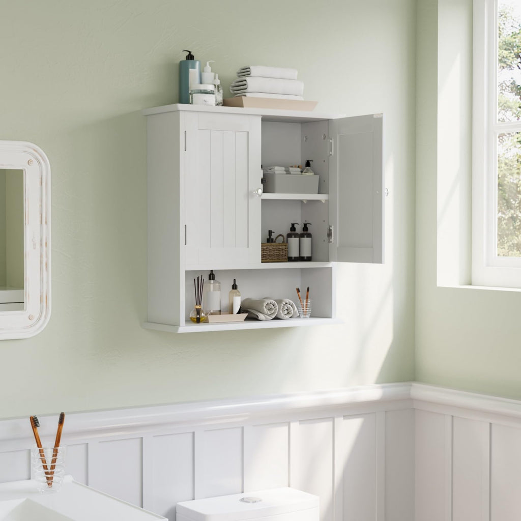 White Wall Mounted Bathroom Cabinet with 2 Door H647