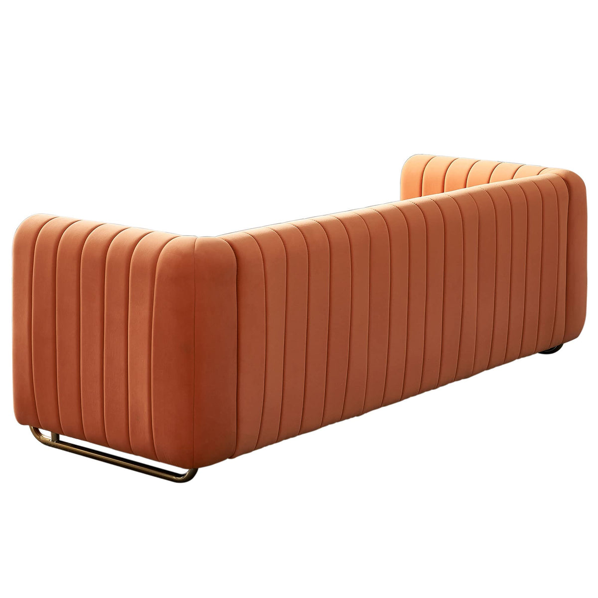Orange Velvet 3 Seat Sofa C71771