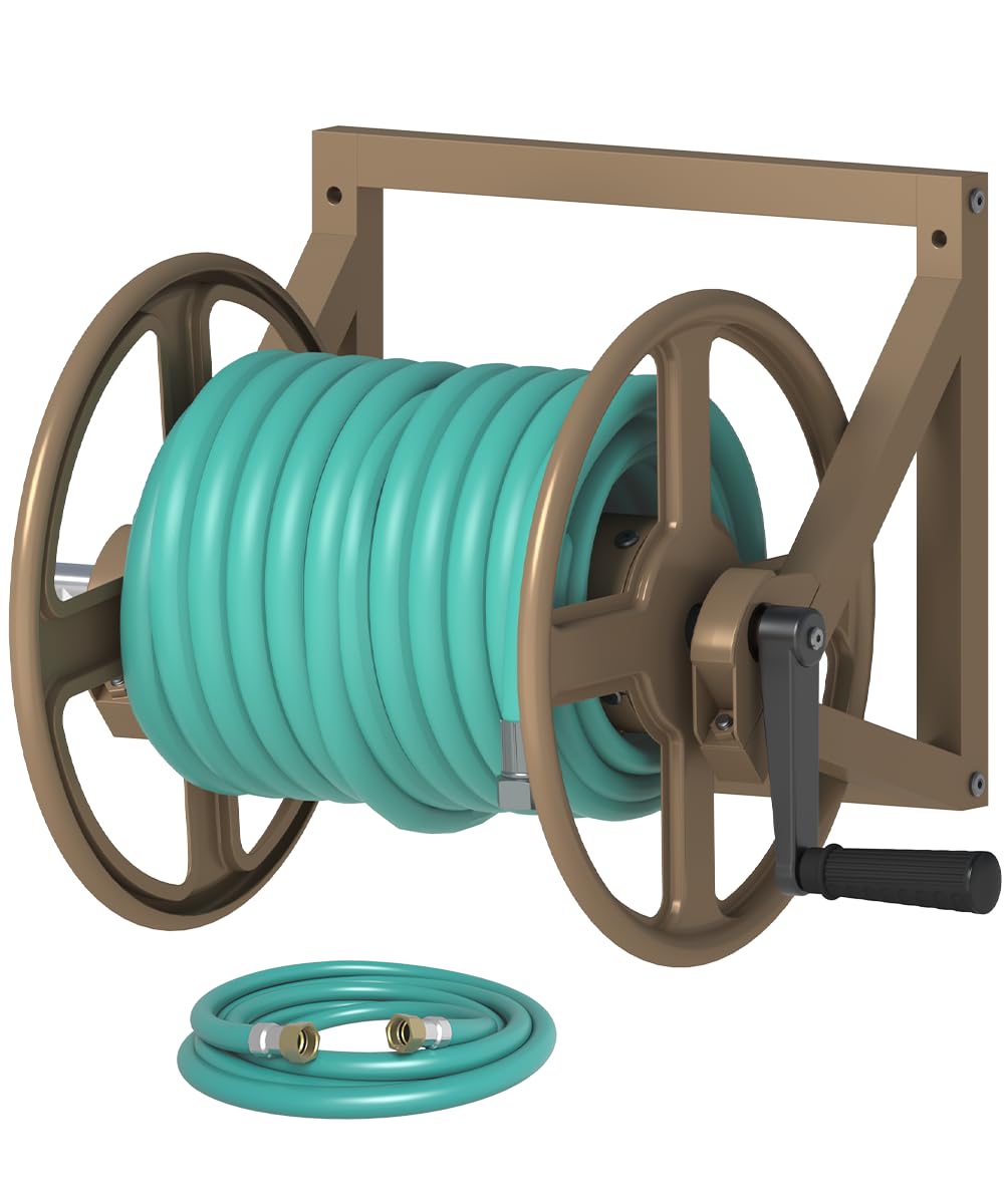 Wall Mounted Metal Garden Hose Reel Holds 125 ft Z705