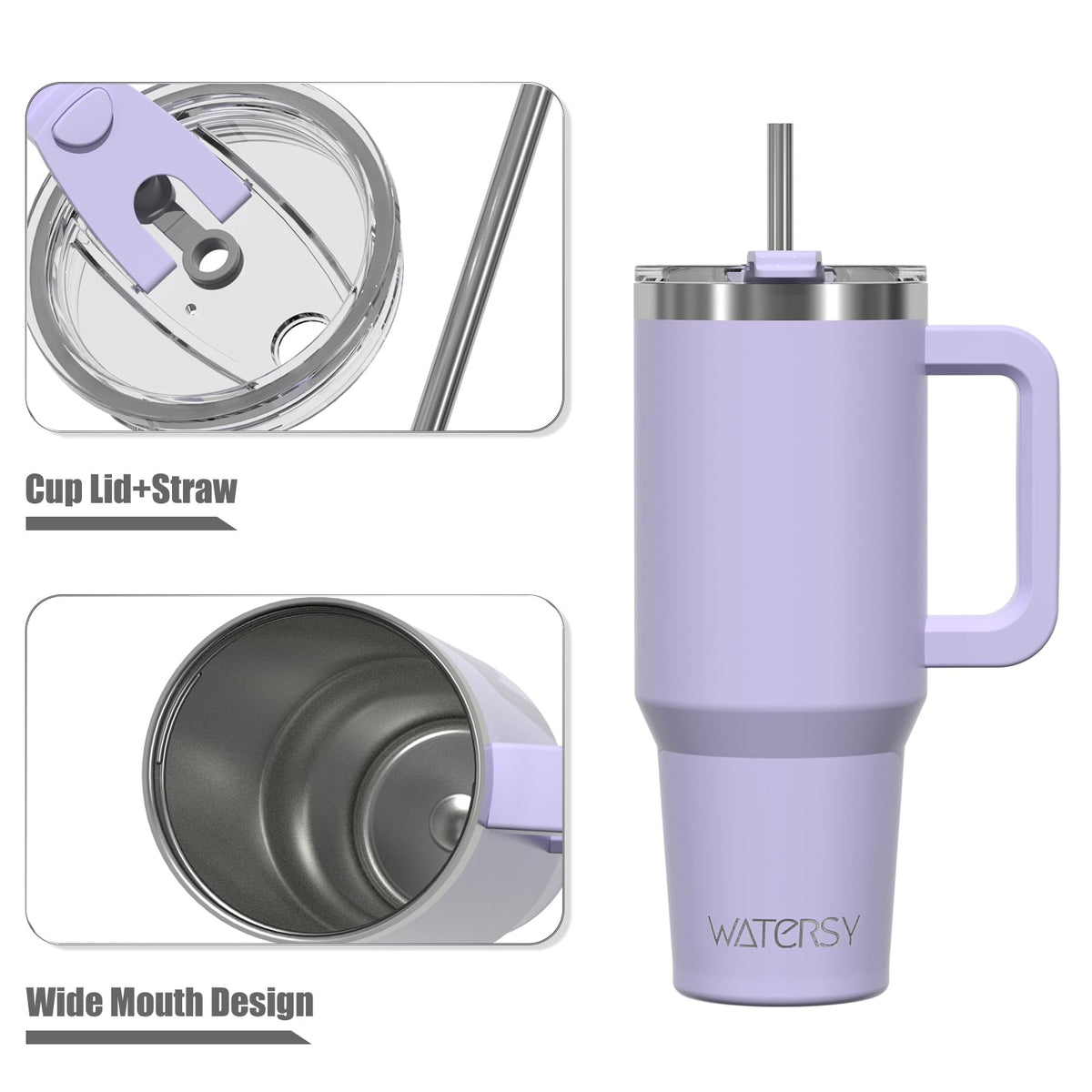 20 oz Insulated Stainless Steel Tumbler with Handle, Lid and Straw D307614