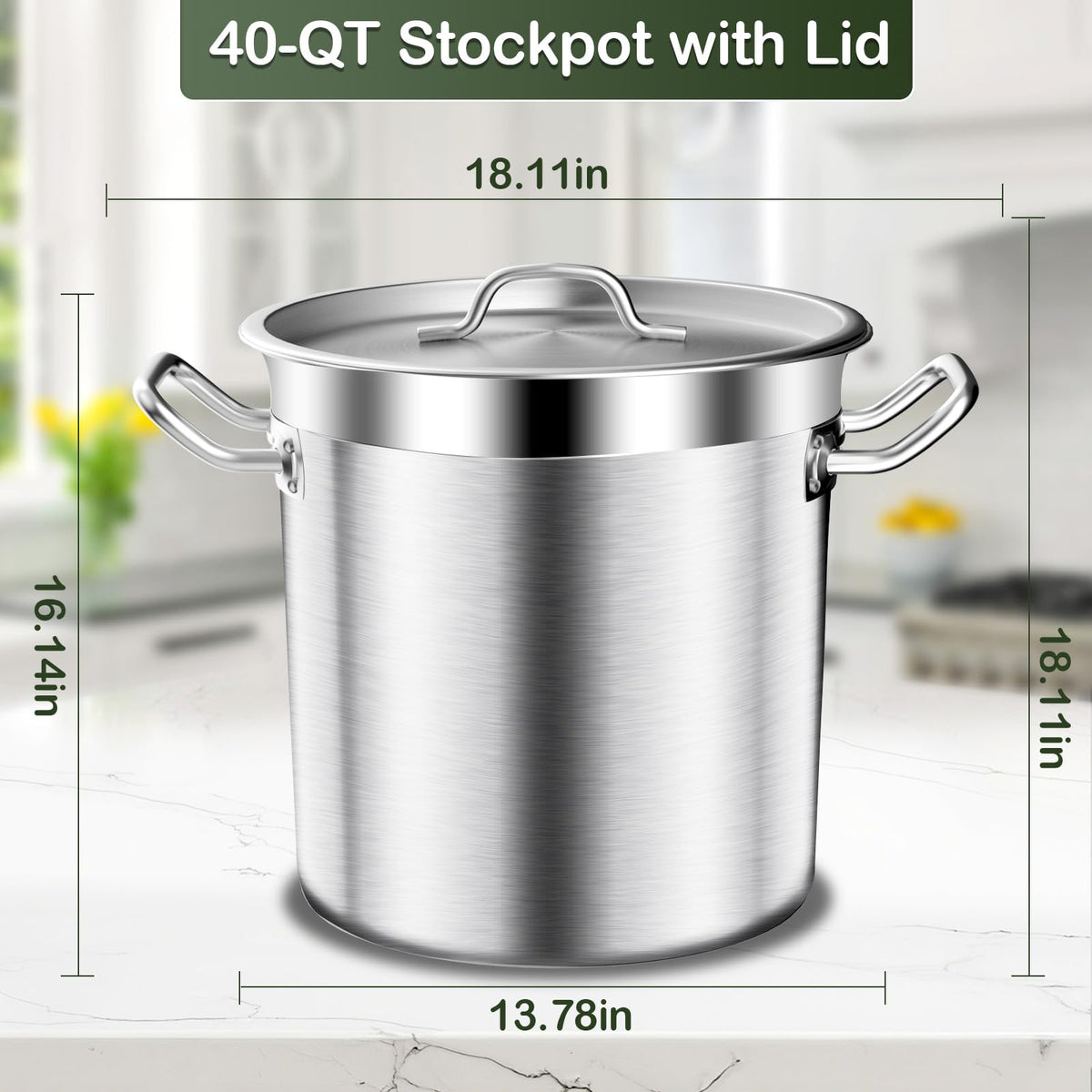 40QT Stainless Steel Stockpot with Lid T1473