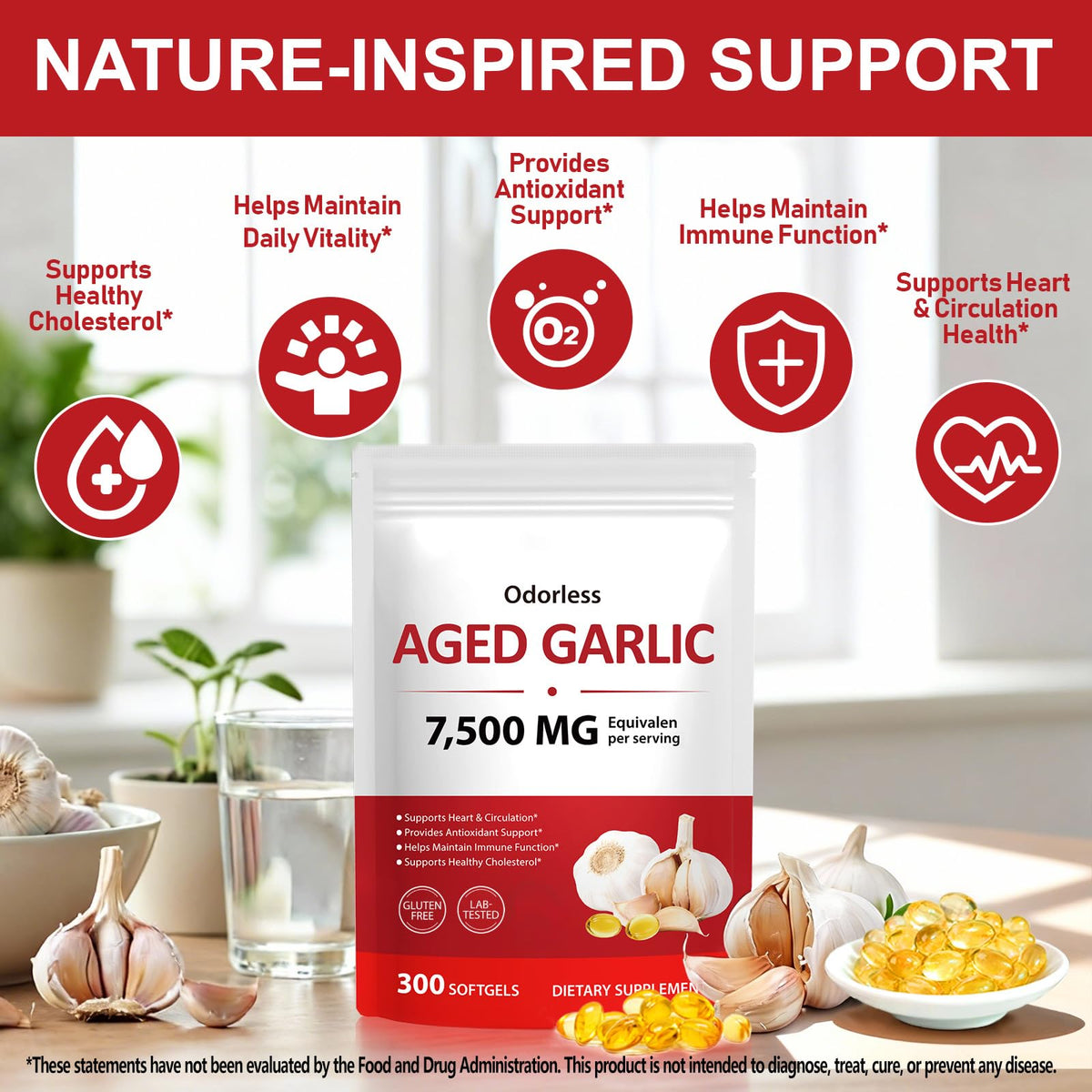 Odorless Garlic Supplement 300 Softgels K9410