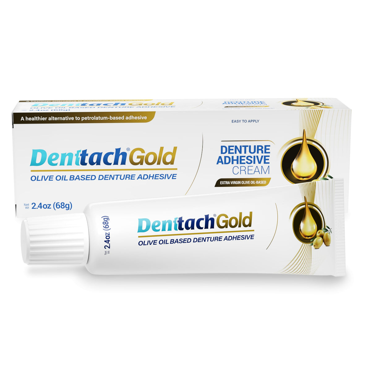 Gold Olive Oil Based Denture Adhesive Cream, Zinc Free, 2.4 Ounce D67597