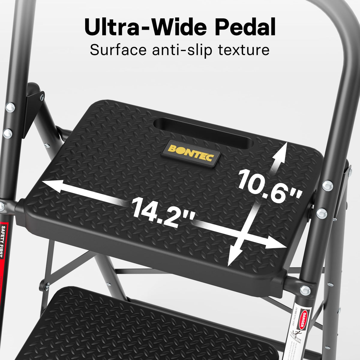Folding Step Stool 600lbs Max Load Capacity Black S3497