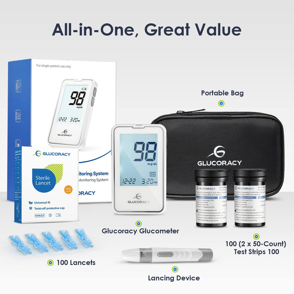 Blood Glucose Monitor Kit with 100 Test Strips P4306