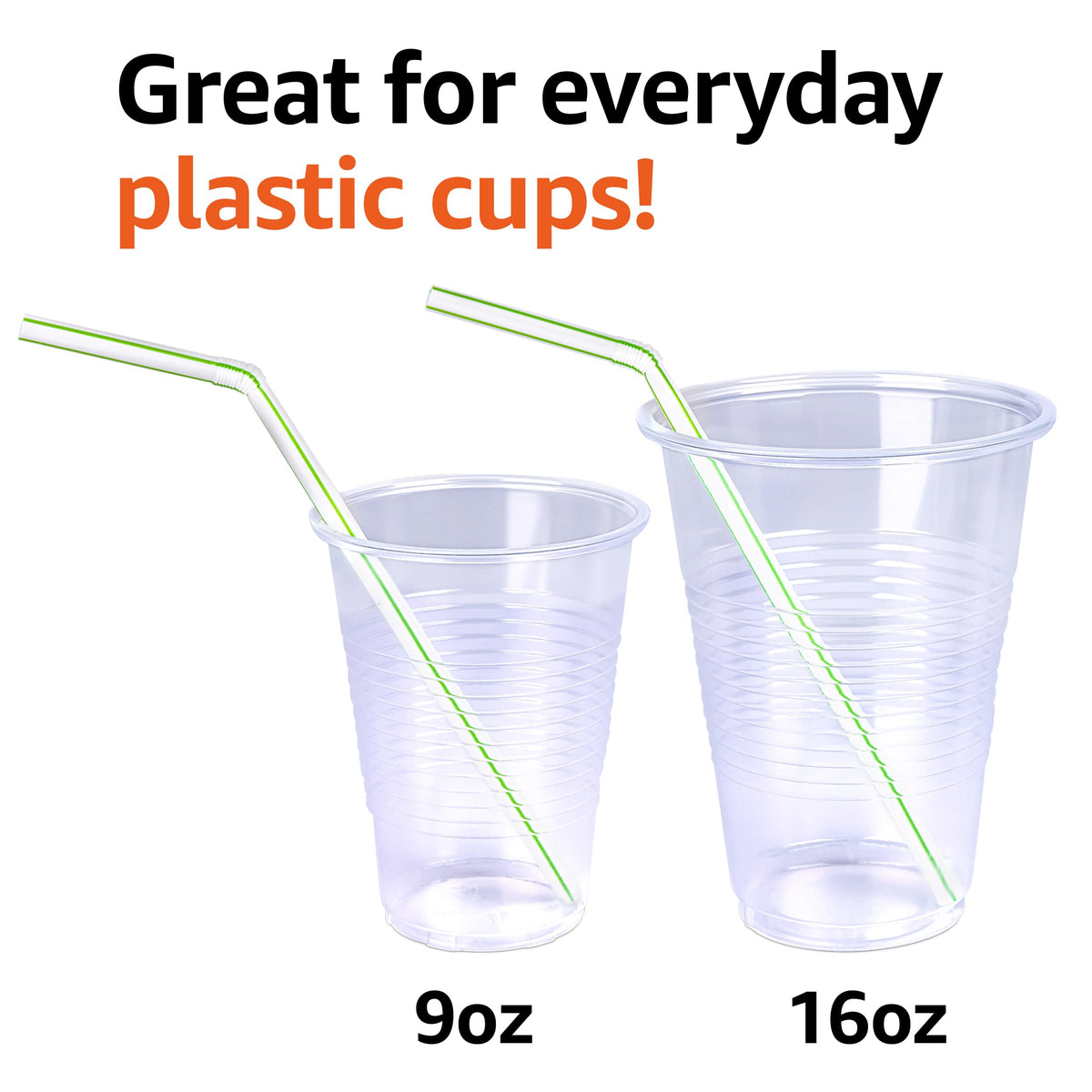 Disposable Striped Plastic Flex Straws, 100 Count A198